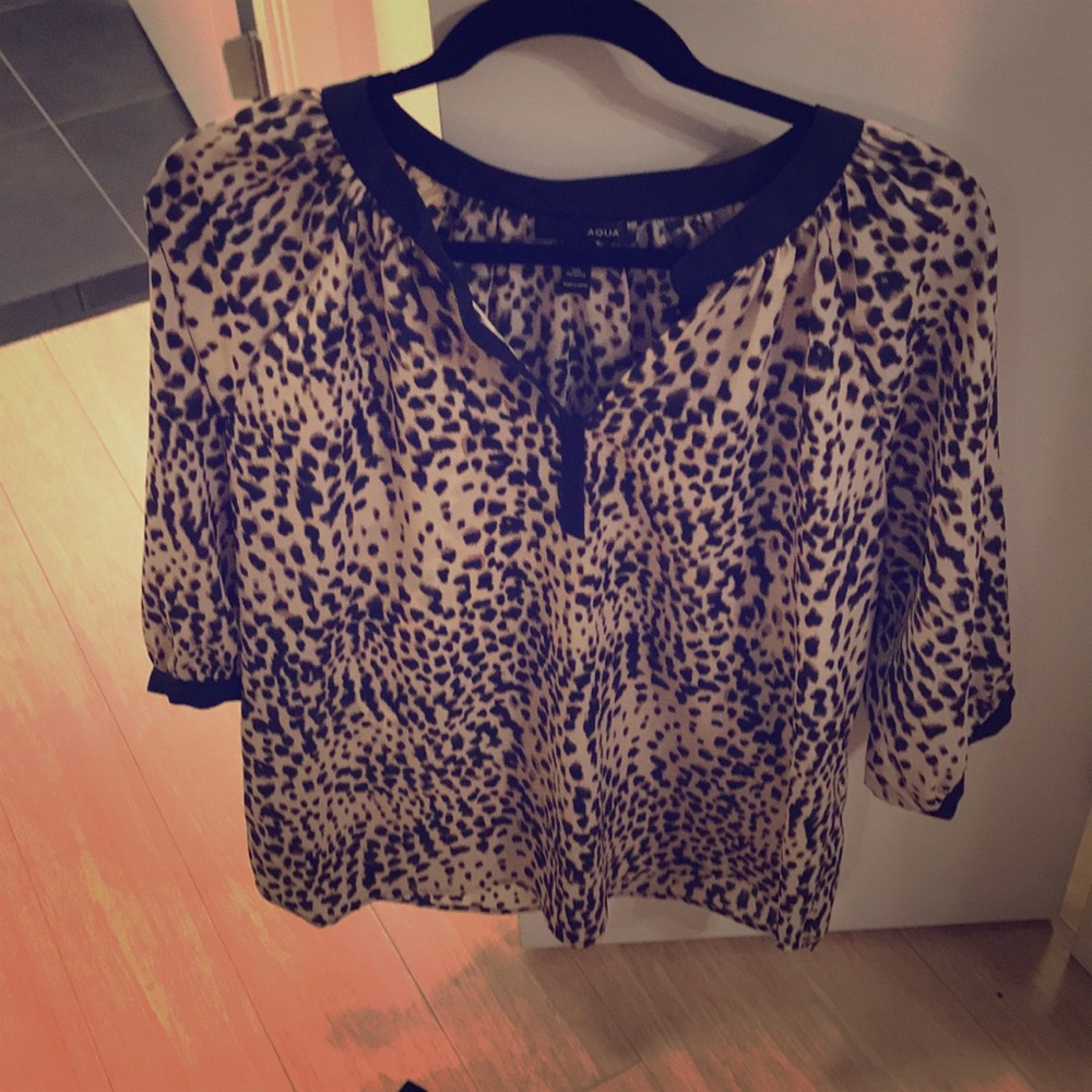 Leopard Aqua blouse